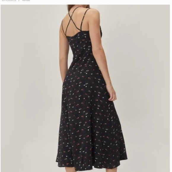 Nasty Gal Strappy Floral Print Midi Dress - NWT Size 6 - Picture 3 of 10